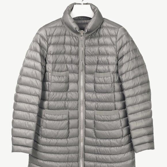 Moncler Longue Saison Bogue Grey Nylon Puffer Coat - Picture 1 of 16